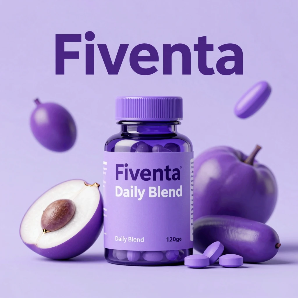 Fiventa Daily Blend bottle with natural ingredients displayed
